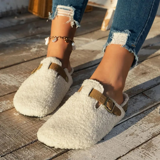 CONTRORTLUXE lampaannahkatossut, avomalliset talvitossut liukuestepohjalla